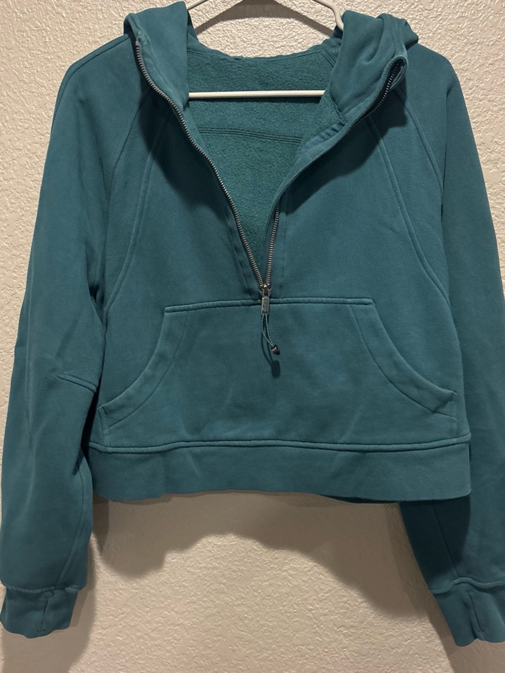 Women's Lululemon Teal Half-Zip Hooded Pullover Sweatshirt